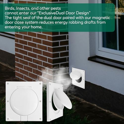 Dryer Vent Cover 4 Inch, Outdoor Dual Flap Vent Hood - Image 6