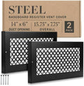 Lewtemi 2 Pack Baseboard Register Vent 14'' x 6'' Duct Opening Size, Heavy Duty by Lewtemi