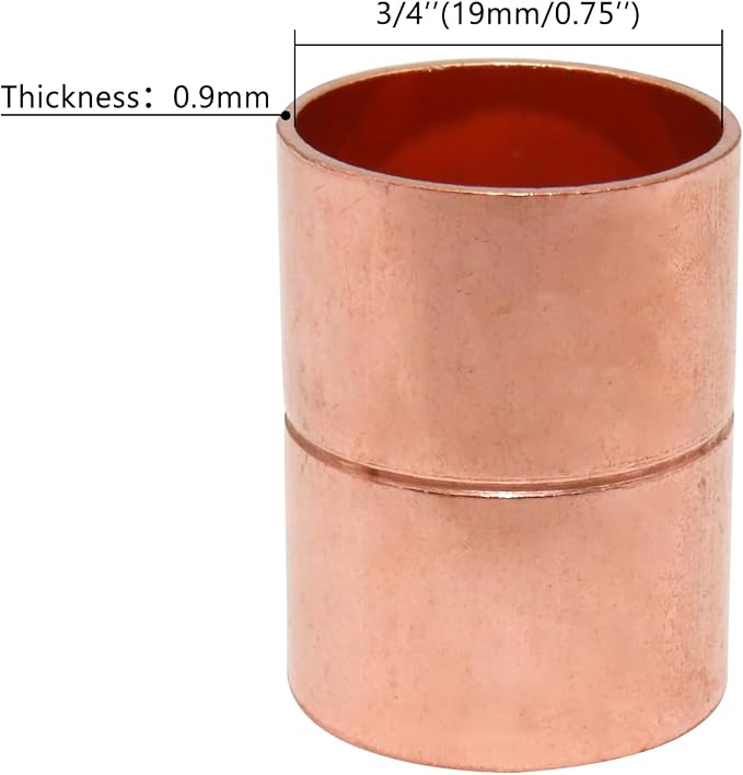 Straight Copper Fittings, 3/4 Inch ID Copper Pipe Welding Joint - Image 2