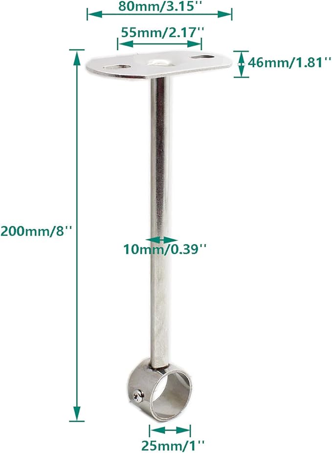 2 Pack Ceiling Mount Bracket, Stainless Steel Wardrobe Pipe Bracket Rod Holder - Image 2