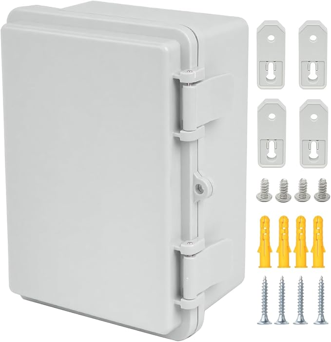 Junction Box, Hinged Grey Cover IP67 Waterproof ABS Project Box by Otdorpatio