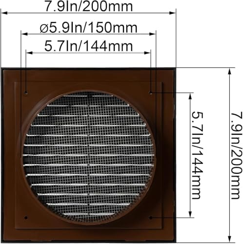 Black 6" Inch Ventilation Grille - Image 2