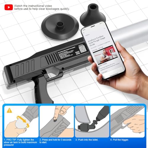 ‌Electric Toilet Plunger for Bathroom, High-Pressure Air Plunger, Heavy-Duty - Image 6