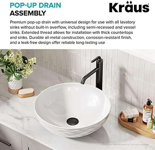 KRAUS Bathroom Sink Pop-Up Drain Assembly in Oil Rubbed Bronze - Image 3