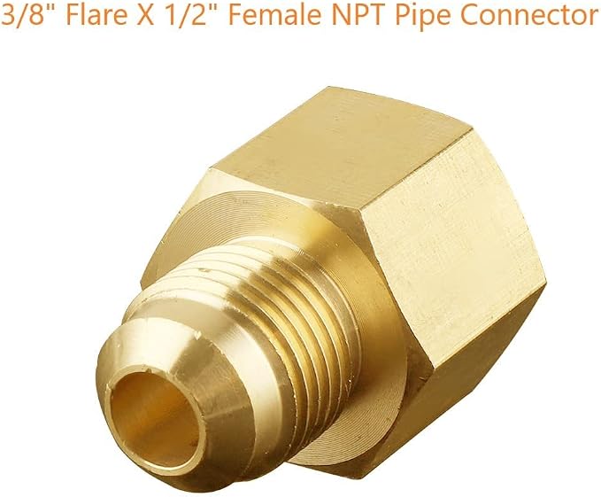 2 pcs Brass Flare Tube Fitting Coupling Gas Adapter 3/8" Male Flare x 1/2" NPT - Image 3