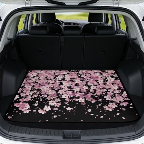 Black Cherry Blossom All Purpose Trunk Mat Universal Waterproof Cargo Liner by Mintulipy