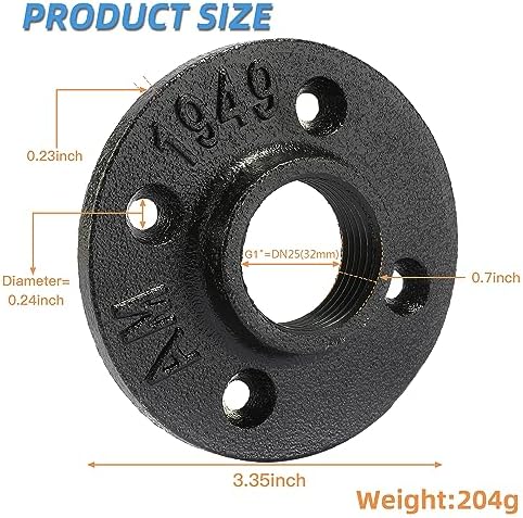 1" Heavy Duty Black Floor Flange, 40 Pack Malleable iron Pipe Flange - Image 2