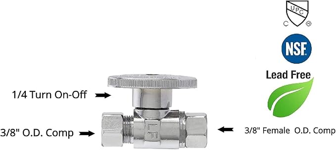 EZ-Fluid Plumbing Straight Angle Stop Valve 3/8-Inch O.D Female Compression x - Image 5