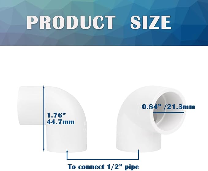 10PCS 1/2 Inch White PVC 90 Degree Elbow Adapter Pipe Fittings 2 Way Right - Image 2
