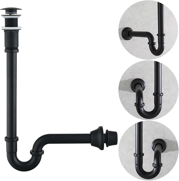 RANDOM Matte Black P Trap Bathroom Sink 1-1/4 inch U-Shape Sink Trap by RANDOM