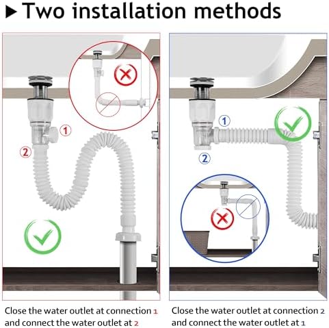 Bathroom White 2 Pack Sink Drain Kit, - Image 7