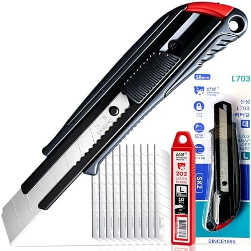18mm Utility Knife, Auto-Lock Heavy Duty Retractable Box Cutter by SINSEUNG