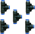 5 Pcs 5/32" x 5/32"x 5/32" Pneumatic T Shaped 3 Way Tube Reducer Connector by ROZESAZZ