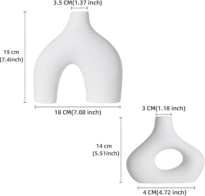 CEMABT White Ceramic Vase Set of 2 - Image 2