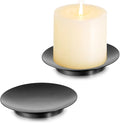 Romadedi Black Iron Pillar Candle Holder Plates, Decorative Stand Pack of 2 | by ROMADEDI