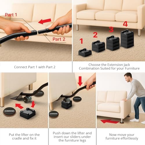 X-Protector Furniture Sliders for Carpet & Furniture Lifter Tool Set - Image 5