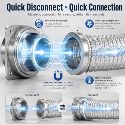 Magnetic Dryer Vent Coupling DV180, 4-Inch Dryer Vent Magnetic Connector Kit - Image 6
