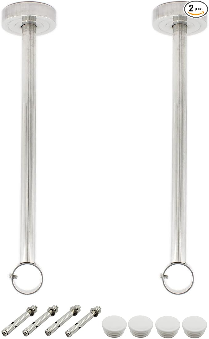 2 Pack Ceiling Mount Bracket, Stainless Steel Wardrobe Pipe Bracket Rod Holder by MetalTools