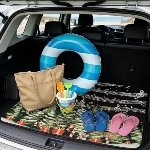 Black Holiday Music Print Work Trunk Mat Heavy Duty Foldable Cargo Liner - Image 2