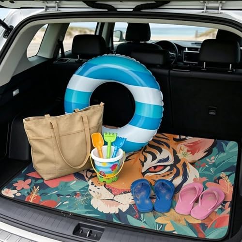 Tiger Floral Universal Cargo Liner Gardening Trunk Mat Waterproof Cargo Liner - Image 2