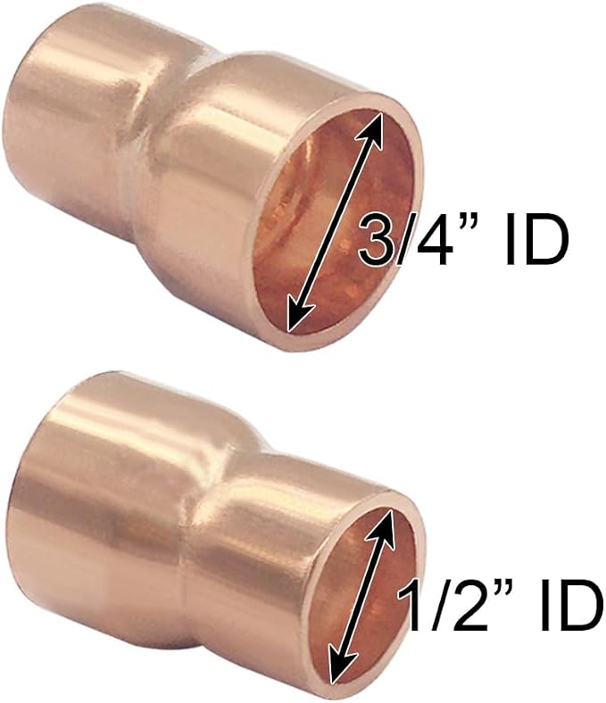 Joywayus 3/4" ID x 1/2" ID Copper Sweat Reducer Coupling Pipe Fitting Pressure - Image 2