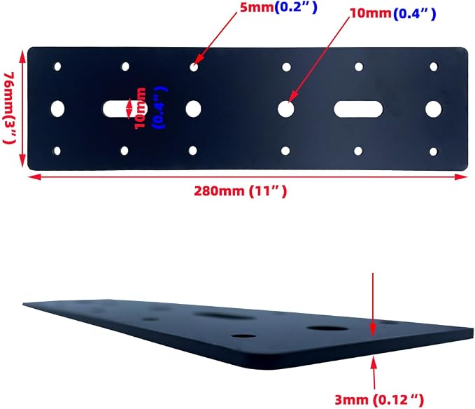 2PCS 11" X 3" Straight Steel Flat Plate, Heavy Duty Mending Plate Joining - Image 3