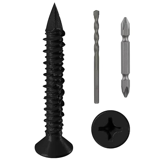 WenSilon 1/4" x1-3/4 Black Concrete Screw Anchor Black Flat Head by Wensilon