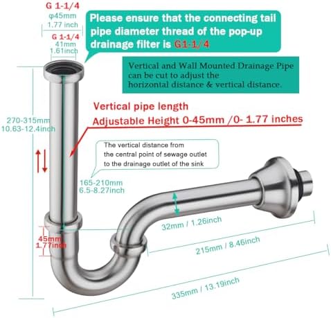 Brass P Trap U-Shape 1 1/4 Sink Drain Pipe - Image 2