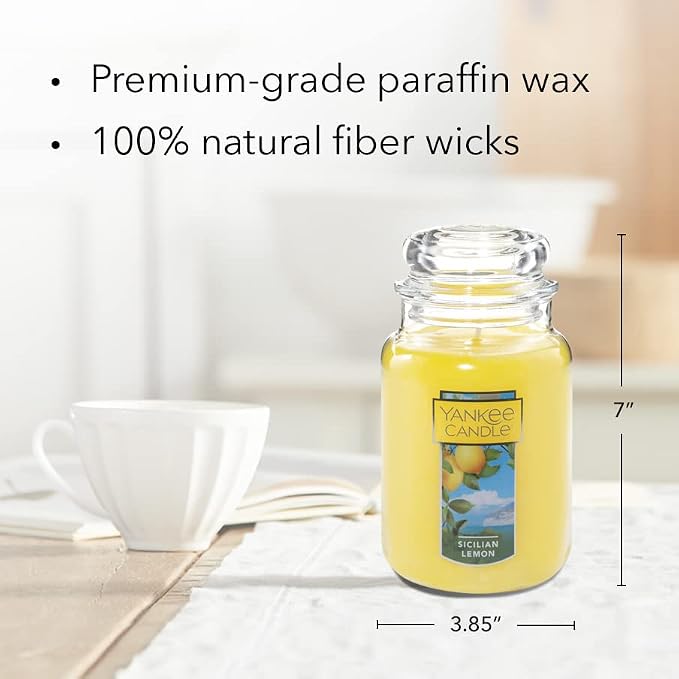 Yankee Candle Sicilian Lemon Scented Classic 22oz Large Jar Single Wick Candle - Image 6