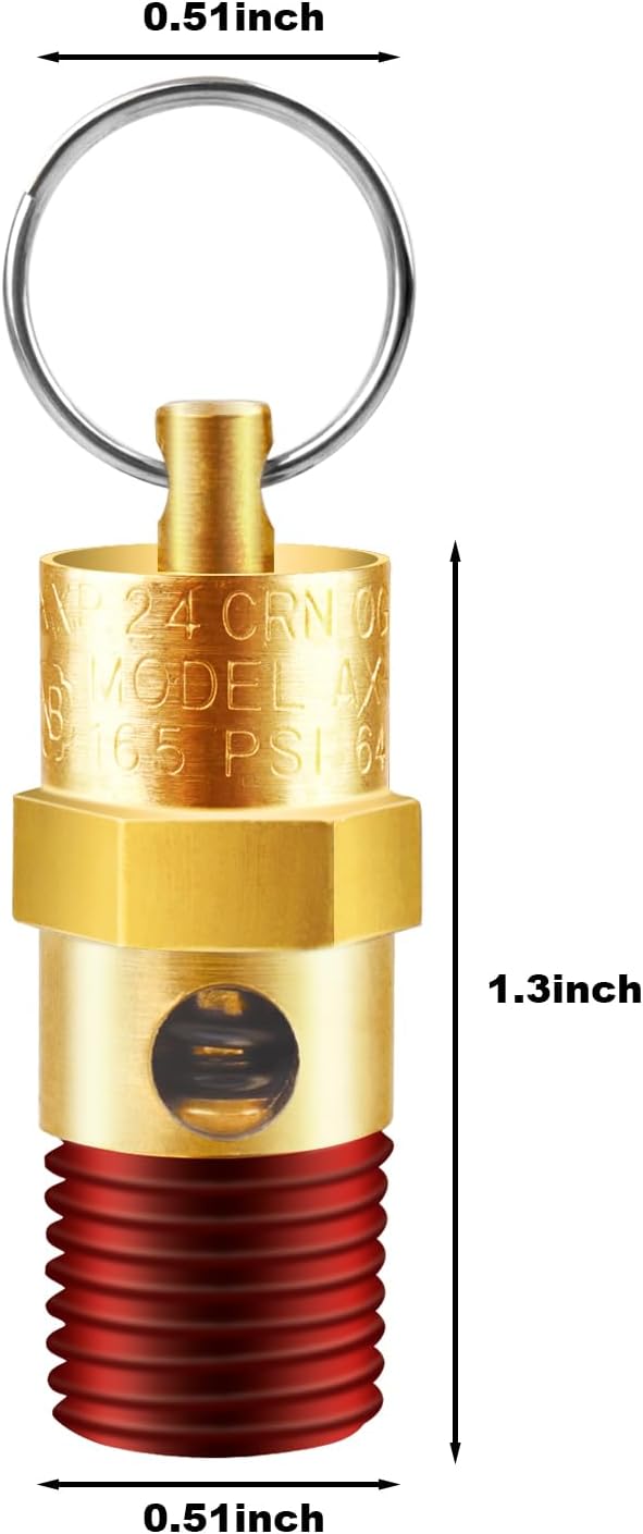 2 Pieces 1/4'' Male NPT Air Compressor Pressure Relief Valve Brass Safety Valve - Image 2