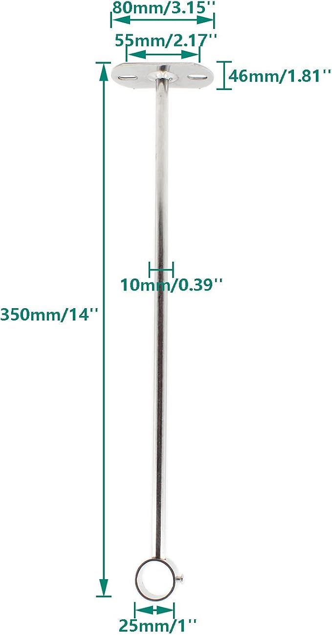 2 Pack Ceiling Mount Bracket, Stainless Steel Wardrobe Pipe Bracket Rod Holder - Image 2