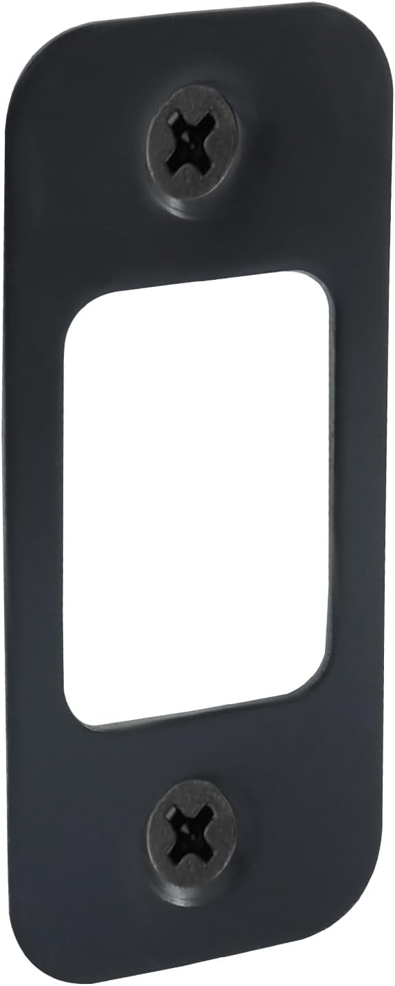1 Pcs Black Deadbolt Strike Plate | 1" x 2 1/4", Round Corner, Door Latch - Image 2