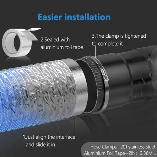 HOOMESUN Dryer Vent Hose 4 Inch 5FT Extra Thick Heavy Duty Flexible Aluminum - Image 5