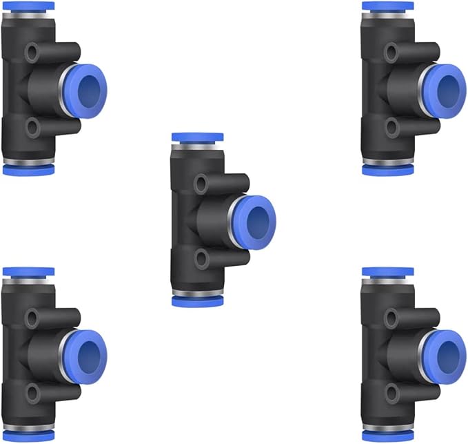 5 Pcs 9mm x 9mm x 9mm Pneumatic T Shaped 3 Way Tube Reducer Connector, Quick by ROZESAZZ