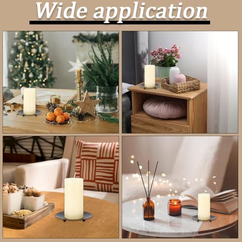 GORGECRAFT 2Pcs Black Small Candle Plate Flat Round Candlestick Stand Holders - Image 5