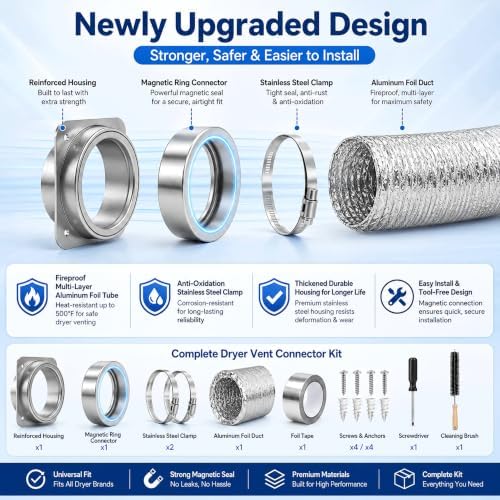 Magnetic Dryer Vent Coupling DV180, 4-Inch Dryer Vent Magnetic Connector Kit - Image 5