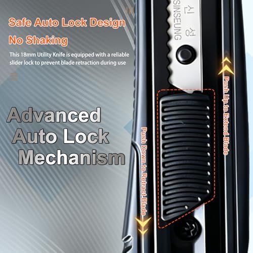 18mm Utility Knife, Auto-Lock Heavy Duty Retractable Box Cutter - Image 3