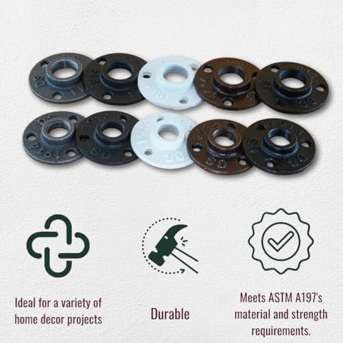 1/2" FLANGE Industrial Threaded Black Iron Pipe Fittings; Hammered Bronze Finish - Image 6