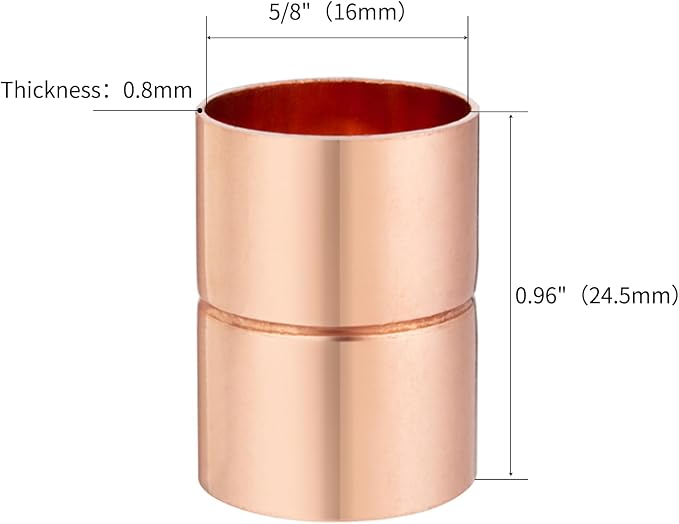 Straight Coupling Copper Fittings 5/8 Inch Copper Pipe Welding Joint Connector - Image 2