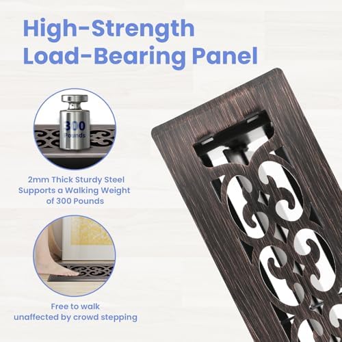 Howeall 2x12 Inches Heavy Duty Walkable Floor Register Easy Adjust Air Supply - Image 2