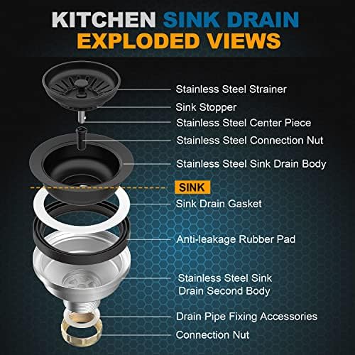 BOTEMY B9173 Kitchen Sink Drain Assembly 3-1/2 inch - Image 3