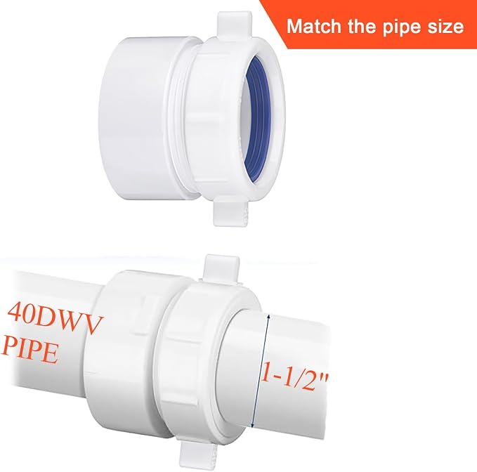 tatatagear 1-1/2 inch P-trap Adapter Connector White - Image 6
