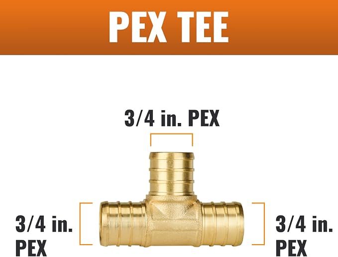 50-Pack 3/4 Inch PEX Tee Fittings | Brass - Image 2