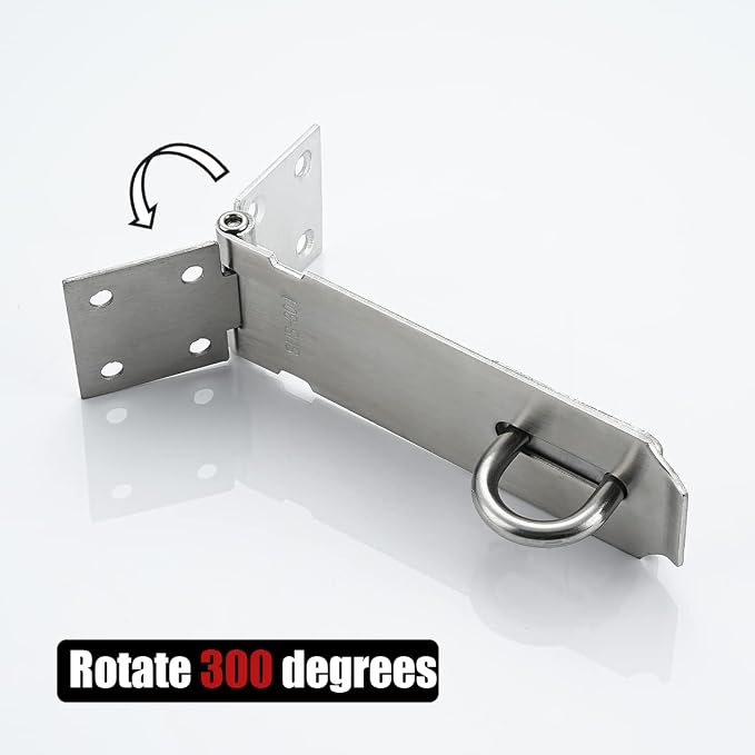 JQK Door Hasp Latch Lock, 5 Inch 304 Stainless Steel Safety Packlock Clasp - Image 5