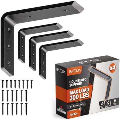 BATODA 8” Countertop Support Steel Brackets, Heavy Duty L Bracket by BATODA