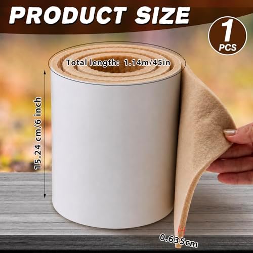 Jecery Adhesive Felt Roll, 1/4" X 6" X 1.25 Yard, Light Brown - Image 2