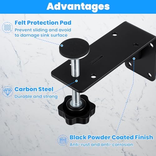 4 PCS Black Undermount Sink Brackets, Adjustable Undermount Sink Support Under - Image 4