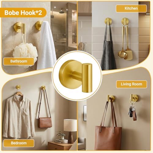 5 Piece Brushed Gold Bathroom Hardware Set, 24 Inch Bathroom Hardware Set Towel - Image 7