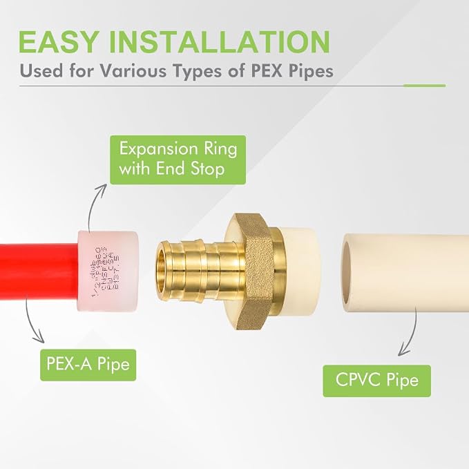 12 Pack 1/2" Pex-A x 1/2" CPVC Transition Adapter Heavy Duty Brass Barb PEX - Image 5