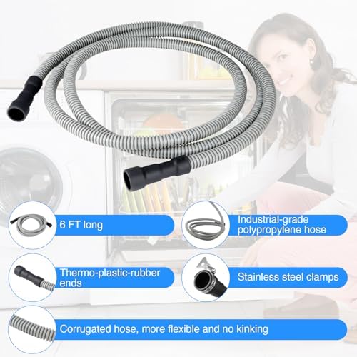 10Ft Universal Dishwasher Drain Hose, Corrugated Discharge Hose Flexible - Image 3